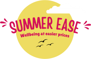Graphic: SUMMER EASE logo and strapline: wellbeing at easier prices.